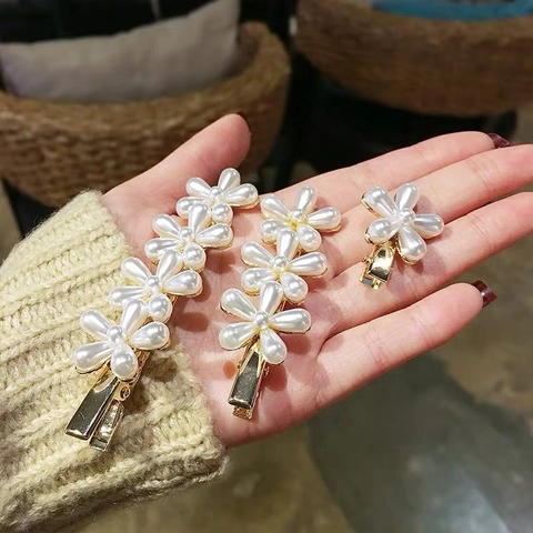 Fermagli per Capelli a Forma di Fiore in Lega d'Oro e Perle Artificiali Vintage Elegante Fermaglio Floreale Accessori Capelli