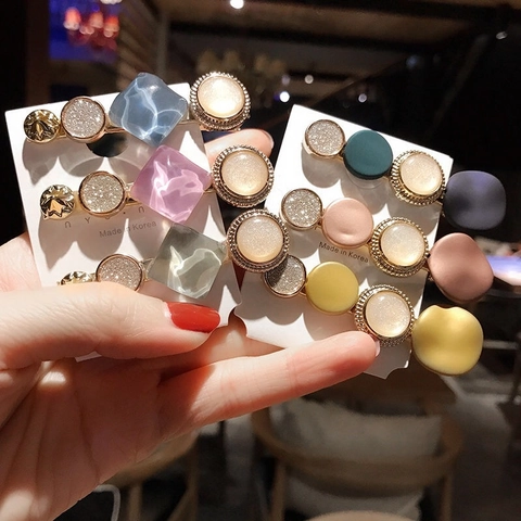 Haarspeld Koreaanse Stijl Macaron Kleur Geometrisch Legering Hars Marmerpatroon Haarschuifje Elegante Mode Haaraccessoires Voor Dames
