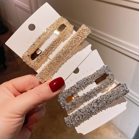 Vintage Legierung Strass Haarclip Set Geometrische Rechteckige Entenschnabel Clips Elegante Koreanische Damen Haarschmuck