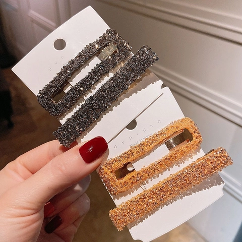 Vintage Legierung Strass Haarclip Set Geometrische Rechteckige Entenschnabel Clips Elegante Koreanische Damen Haarschmuck