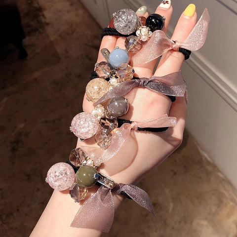 Élastiques à Cheveux Style Coréen avec Künstliche Perles et Nœud Papillon pour Femmes Filles Fausse Künstliche Perle Künstliche Perle en Acrylique Accessoires Cheveux