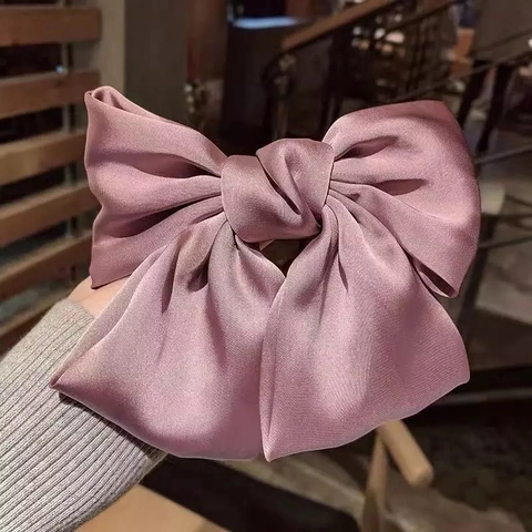 Übergroße Satin Schleife Haarspange Lolita Stil Elegant Einfarbig Feder Barrette Für Damen Alltag Dating Party Zubehör