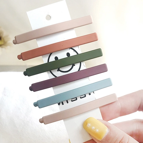Minimalist Morandi Color Matte Hair Clips Alloy Bar Shape Hair Pins For Women Girls Elegant Side Clips Hair Accessories