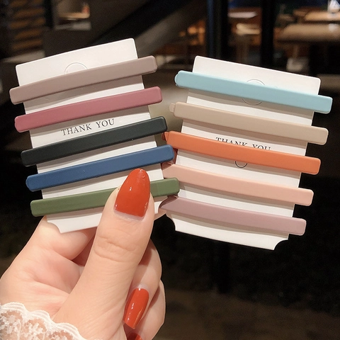 Minimalist Morandi Color Matte Hair Clips Alloy Bar Shape Hair Pins For Women Girls Elegant Side Clips Hair Accessories
