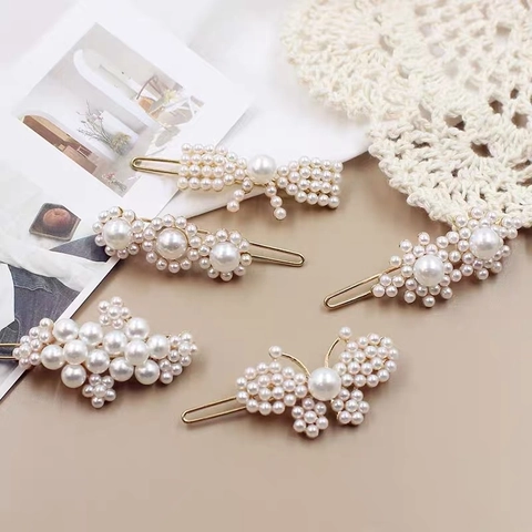 Künstliche Perle Haarklemmen In Koreaanse Stijl Voor Vrouwen Elegante Bloemen Vlinders Strikken Legering Mode Haaraccessoires