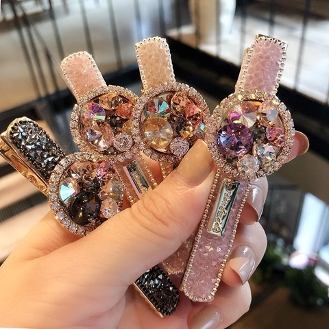 Fermaglio per Capelli in Lega con Strass Stile Coreano Vintage Cristallo Colorato Clip Laterale per Donna Gioielli per Capelli