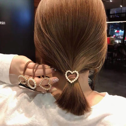 Koreanisch Minimalistisch Künstliche Perle Haargummis Elegant Vintage Elastische Haarbänder Herz Rund Geometrisch Damen Haarschmuck