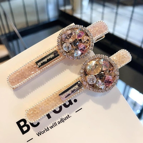 Fermaglio per Capelli in Lega con Strass Stile Coreano Vintage Cristallo Colorato Clip Laterale per Donna Gioielli per Capelli