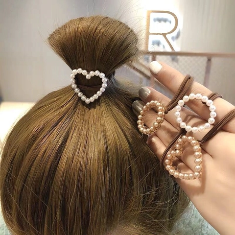 Koreanisch Minimalistisch Künstliche Perle Haargummis Elegant Vintage Elastische Haarbänder Herz Rund Geometrisch Damen Haarschmuck
