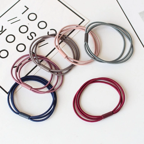 Minimalist High Elastic Hair Ties Multi-strand Braided Hair Bands With Matte Clasp Solid Color Ponytail Holder For Women