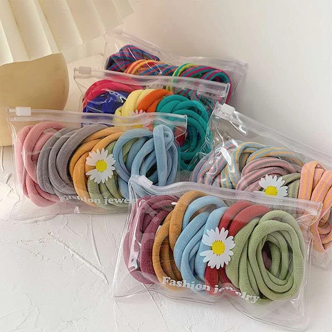 Japanese Style High Elasticity Fabric Hair Ties Colorful Daisy Decor Scrunchies Hair Ropes For Women Girls Daily Headwear