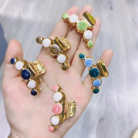 Dolci Fermagli per Capelli a Granchio in Lega e Resina Motivo Floreale Colorato Marmorizzato per Donna Accessori Capelli Coreani
