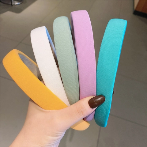 Diadema Retro Acolchada de Esponja Gruesa para Mujer Color Caramelo Banda de Pelo Ancha Color Sólido Accesorios de Moda para el Cabello