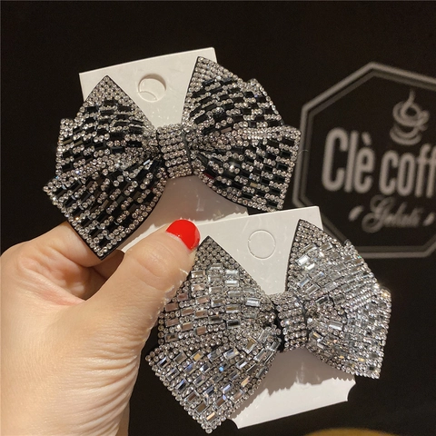 Elegante Strik Haarclip Legering Strass Haarklauw Glanzend Lint Haaraccessoires Voor Vrouwen Bruiloft Feest Dagelijkse Haardecoratie