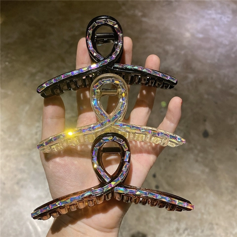 Molletta per Capelli con Strass in Stile Coreano Grande Fermaglio per Capelli in Acrilico con Cristalli Luccicanti Accessorio Donna