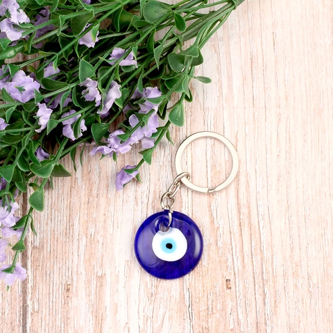 Llavero de Ojo Turco Azul Amuleto Colgante de Vidrio Nazar Cuentas Llavero para Protección Buena Suerte Joyería Étnica