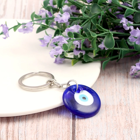 Llavero de Ojo Turco Azul Amuleto Colgante de Vidrio Nazar Cuentas Llavero para Protección Buena Suerte Joyería Étnica