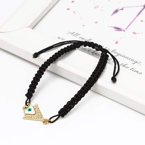 Bracciale Intrecciato a Mano Malocchio Mano di Fatima Ciondolo Regolabile Rosso Nero Blu Corda Portafortuna Etnico Gioielli Protezione