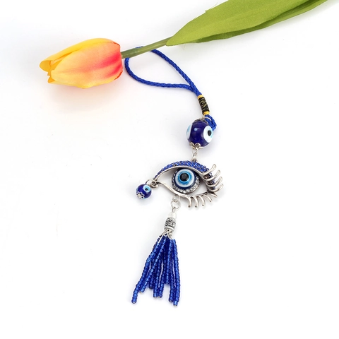 Handgefertigter Türkisches Blaues Auge Glücksbringer Schlüsselanhänger Nazar Teufelsauge Auto Hängendes Zubehör Glas Legierung Strass Amulett
