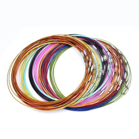Stainless Steel Necklace Cord With Alloy Screw Clasp DIY Jewelry Making Wire Colorful Choker Cord For Pendants Jewelry Findings