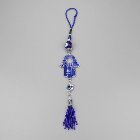 Portachiavi Nappa Mano Di Fatima Malocchio Blu Ciondolo Amuleto Protezione Decorazione Sospesa Per Casa Auto Perline Vetro Lega