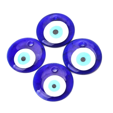Traditional Blue Evil Eye Glass Pendant Round Turkish Nazar Beads For DIY Necklace Bracelet Jewelry Making Protection Accessory