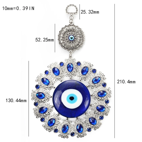 Ornamento da Parete Turco Occhio del Male Blu Esotico Vetro Lega Strass Intarsiato Nazar Amuleto Portafortuna Decorazione Casa