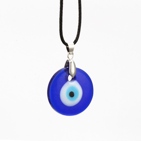Evil Eye Glass Pendant Necklace Blue Nazar Protection Amulet Retro Hamsa Hand Pendant Black Wax Rope Chain Lucky Jewelry For Women Men Gift