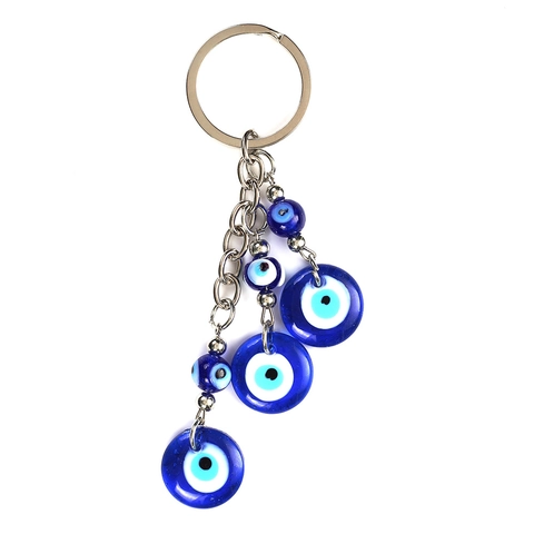 Llavero de Ojo Turco Con Cuentas de Vidrio Azul Colgante de Protección Nazar Llavero de Aleación para Llaves de Coche y Bolsos Joyería de Moda