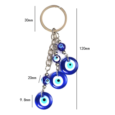 Llavero de Ojo Turco Con Cuentas de Vidrio Azul Colgante de Protección Nazar Llavero de Aleación para Llaves de Coche y Bolsos Joyería de Moda
