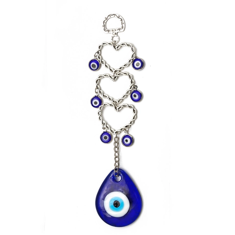 Llavero Turco Ojo Turco Corazón Colgante Lágrima Cristal Azul Metal Amuleto Nazar Adorno Colgante Coche Hogar Regalo
