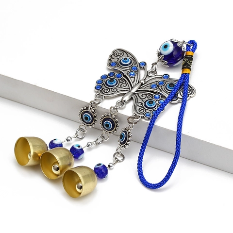 Mediterrane Blaue Böser Blick Schmetterling Hängende Deko Legierung Glas Nazar Amulett Wandbehang Für Haus Büro Auto Ornament Geschenk