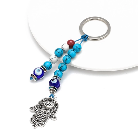 Glücksbringer Blaues Böses Auge Schlüsselanhänger Zinklegierung Lebensbaum Hamsa Hand Fatima Glasperle Anhänger Für Auto Tasche Schmuck