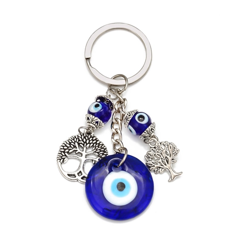 Glücksbringer Blaues Böses Auge Schlüsselanhänger Zinklegierung Lebensbaum Hamsa Hand Fatima Glasperle Anhänger Für Auto Tasche Schmuck