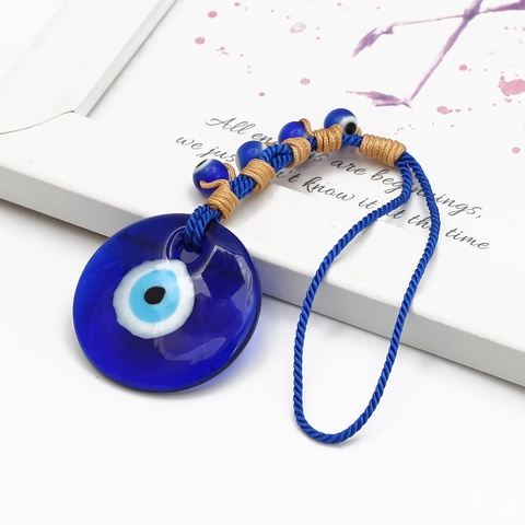 Llavero de Vidrio con Ojo Turco Hecho a Mano Nazar Amuleto Azul Ornamento Colgante para Coche Joyería Boho Protección de la Suerte Regalo