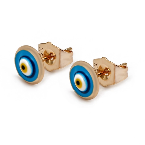 Bohemian Gold Alloy Enamel Evil Eye Stud Earrings For Women Turkish Nazar Amulet Protection Jewelry Minimalist Small Ear Studs Gift
