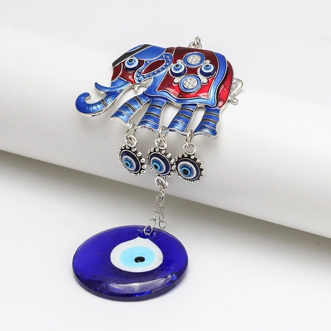 Adorno Colgante de Pared Elefante Ojo Turco Étnico Nazar Colgante de Vidrio Azul Protección Decoración Hogar Accesorio Coche