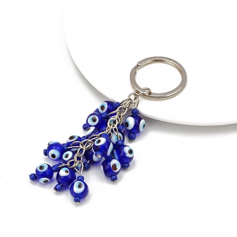 Lucky Evil Eye Pendant Wall Hanging Decoration Blue Glass Beads Metal Car Charm Protection Amulet Home Window Decor