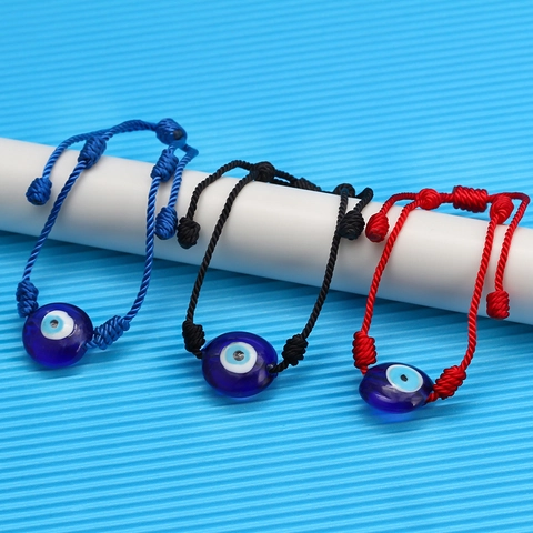 Bracelet Ethnique en Corde Tressée Oeil du Diable pour Femmes Hommes Nazar Perle en Verre Protection Porte-bonheur Bracelet Cordon Ajustable Bijoux Cadeau