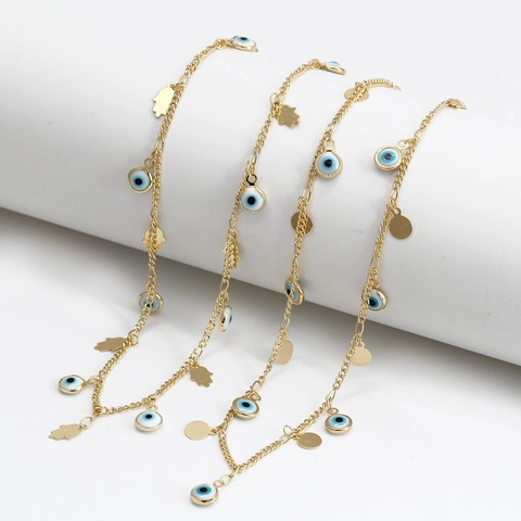 Collana Con Pendente Occhio Del Diavolo E Mano Di Fatima In Lega Di Rame Placcato Oro Gioielli Bohemian Per Donna Quotidiano Festa