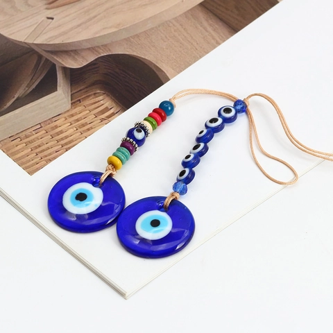 Handgefertigter Glas Evil Eye Auto-Anhänger Böhmischer Gewebter Schlüsselanhänger Glücksbringer Türkisches Nazar Amulett Heim Wand Dekoration