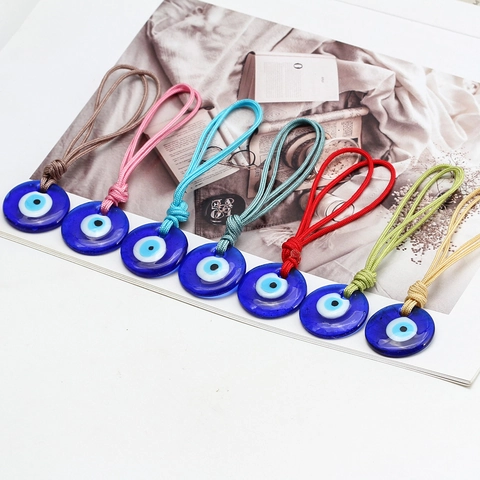 Türkischer Blau Böser Blick Glas Anhänger Schlüsselanhänger Nazar Schutz Amulett Handgewebtes Geflochtenes Seil Aufhängung Für Auto Tasche Schlüsselring Unisex Schmuck Geschenk