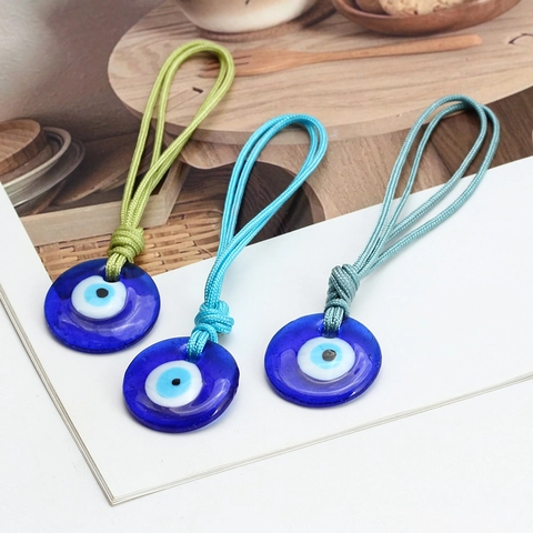 Türkischer Blau Böser Blick Glas Anhänger Schlüsselanhänger Nazar Schutz Amulett Handgewebtes Geflochtenes Seil Aufhängung Für Auto Tasche Schlüsselring Unisex Schmuck Geschenk