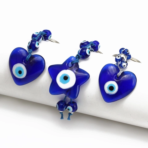 Blau Böses Auge Schlüsselanhänger Glas Herz Stern Nazar Amulett Schutz Hängende Dekoration Für Auto Tasche Damen Herren Schmuck Geschenk