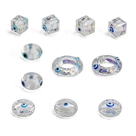 Handmade DIY Jewelry Accessories Evil Eye Glass Beads Faceted Crystal Charms Geometric Shapes For Necklace Bracelet Making Craft Supplies