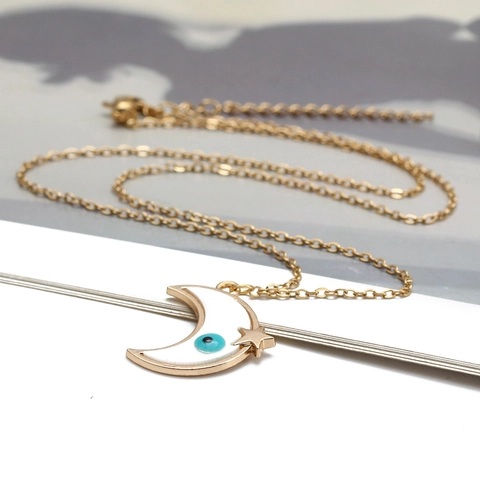 Exotic Evil Eye Pendant Necklace For Women Men Gold Color Alloy Hamsa Hand Butterfly Moon Star Charm Exotic Jewelry Gift