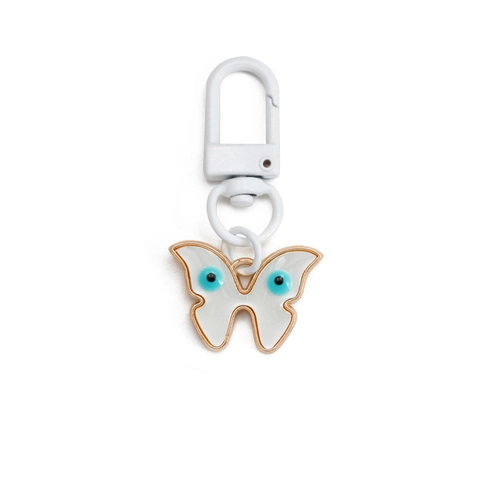 Weiß Emaille Böses Auge Hand der Fatima Schmetterling Mond Schlüsselanhänger Gold Legierung Emaille Anhänger Tasche Schmuck