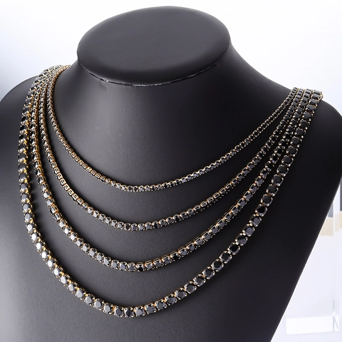 Luxus Kupfer Zirkonia Tenniskette Halskette Für Herren Damen Hip Hop Stil Minimalistisch Glänzend Reihe Inlaid Schmuck Zubehör