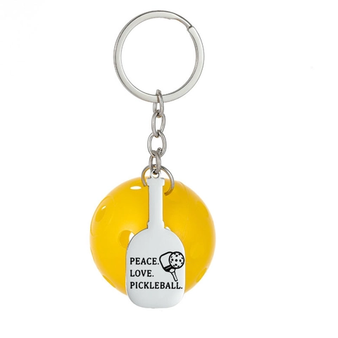 Pickleball Schlüsselanhänger Edelstahl Schläger Peace Love Pickleball Gravur Hohlkugel Anhänger Sporttasche Geschenk