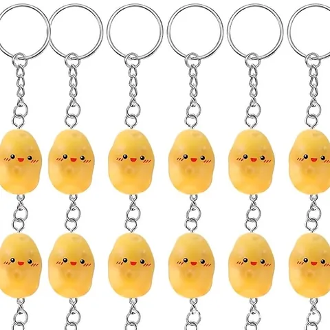 Simpatico Portachiavi a Forma di Patata in Resina Ciondolo Giallo con Faccina Sorridente Portachiavi Creativo per Borsa Regalo Amici
